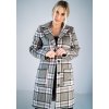 Sivý károvaný dámsky kabát