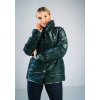 Tmavozelená lesklá prešívaná bunda