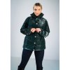 Tmavozelená lesklá prešívaná bunda