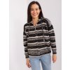 Čierno-béžový pruhovaný sveter na zips s kapucňou (Veľkosť ONE SIZE)
