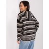 Čierno-béžový pruhovaný sveter na zips s kapucňou (Veľkosť ONE SIZE)