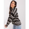 Čierno-béžový pruhovaný sveter na zips s kapucňou (Veľkosť ONE SIZE)