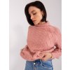 Ružový vrkôčikový sveter s rolákom