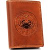 Peterson Hnedá kožená peňaženka s vyrazeným znamením zverokruhu - rak W109 (Veľkosť ONE SIZE)
