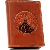 Peterson Hnedá kožená peňaženka s vyrazeným znamením zverokruhu - vodnár W108