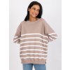 (Veľ. L/XL) Béžové oversize pruhované tričko