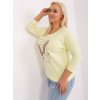 Svetložlté tričko s potlačou a 3/4 rukávom