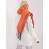 Oranžový široký šál so strapcami