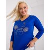 Modré tričko s potlačou a výstrihom do V