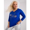 Modré tričko s potlačou a výstrihom do V