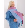 Modro-ružový šál s vrkočmi a vzormi