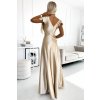 Zlaté lesklé maxi šaty s výstrihom CRYSTAL