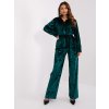 Tmavozelený velúrový komplet nohavíc a košele