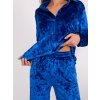 Modrý velúrový komplet nohavíc a košele