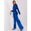 Modrý velúrový komplet nohavíc a košele