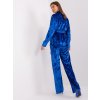 Modrý velúrový komplet nohavíc a košele