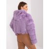 Svetlofialový krátky kožúšok s kapucňou