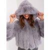 Sivý krátky kožúšok s kapucňou (Veľkosť S/M)