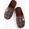 Pánske hnedé kárované šľapky