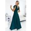 Dlhé tmavozelené šaty s výstrihom ELENA