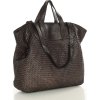 MARCO MAZZINI tmavohnedá pletená shopper bag