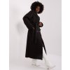 Čierny dlhý kabát s pásikom (Veľkosť L/XL)
