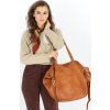 MARCO MAZZINI Karamelová kožená shopper bag s pletenou vsadkou (Veľkosť ONE SIZE)