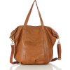 MARCO MAZZINI Karamelová kožená shopper bag s pletenou vsadkou (Veľkosť ONE SIZE)