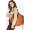 MARCO MAZZINI Karamelová kožená shopper bag s pletenou vsadkou (Veľkosť ONE SIZE)
