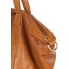 MARCO MAZZINI Karamelová kožená shopper bag s pletenou vsadkou (Veľkosť ONE SIZE)