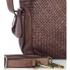 MARCO MAZZINI tmavohnedá kožená shopper kabelka s pleteným vzorom