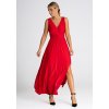Červené maxi šaty s rozparkom