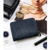 Rovicky Tmavomodrá kožená mriežkovaná peňaženka V259