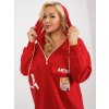 Červená dlhšia dámska mikina s kapucňou