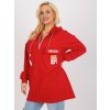 Červená dlhšia dámska mikina s kapucňou