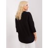 Čierna asymetrická blúzka so šnúrkami a 3/4 rukávom (Veľkosť ONE SIZE)