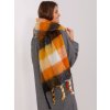 Čierno-oranžový károvaný šál so strapcami