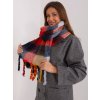 Čierno-červený károvaný šál so strapcami