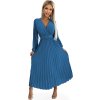 Modré plisované midi šaty VIVIANA