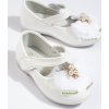 Biele dievčenské balerínky s mašľou