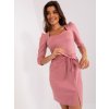 Ružové vypasované mini šaty s pásikom