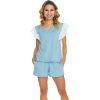 Doctor Nap svetlomodré krátke pyžamo s čipkou