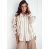 Béžovo-hnedá pruhovaná predĺžená košeľa TENESI