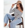 Tmavomodro-biela pruhovaná blúzka so spadnutými ramenami TESSO