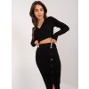 Čierny komplet crop svetra a sukne