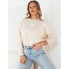 Svetlobéžový sveter s ružičkami COTNES