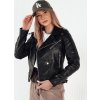 Čierna koženková bunda so zipsami ERIETA