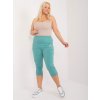 Tyrkysové dámske 3/4 nohavice s vreckami