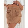 Tmavobéžová mini sukňa s vreckami QUILLA