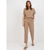 Tmavobéžová súprava nohavíc a trička s krátkym rukávom (Veľkosť S)